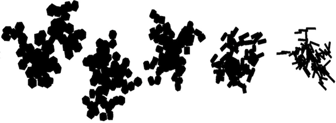 Simulated aggregates of ice crystals